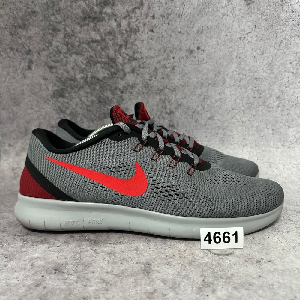 Nike Free RN Mens Size 12 Grey Red Running Shoes 831508-012 Sneakers